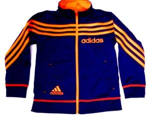 Toddler Adidas Blue Orange Full Zipper Three Stripe Embroidered Jacket 3T