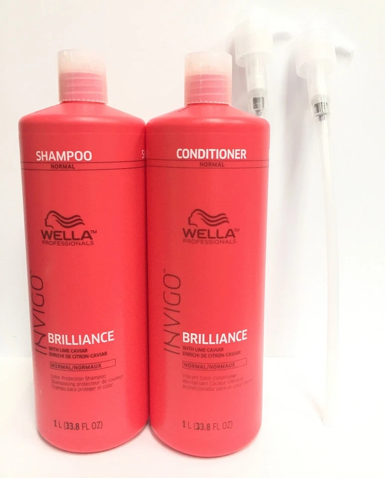 (2 PACK)Wella Invigo Brilliance Shampoo&Conditioner Fine/Normal Duo w/2PUMP,33.8 - Image 1 of 1