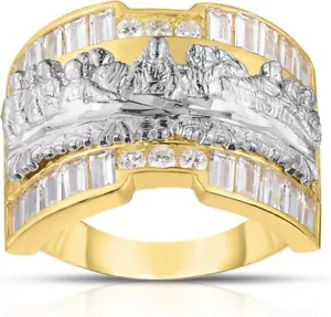 Floreo 10k Yellow Gold and White Gold Last Supper Baugette CZ Ring (Small) - Picture 1 of 3
