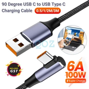 90 Degree Data Line USB C to USB Type C Cable Right Angle Fast Charging PD 100W - Picture 1 of 29
