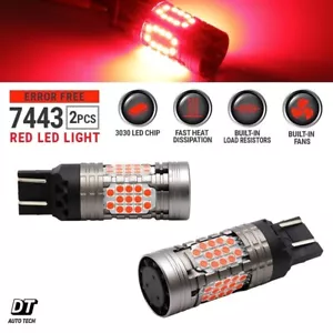 SYNETICUSA 7443 RED LED CANBUS Light Error Free Turn Signal Back-up Parking Bulb - Foto 1 di 10