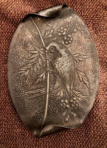 Parakeet Ornamental Trinket Tray Victorian antique metal Stamped James W. Tufts - Picture 1 of 4