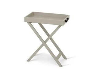 Tablettisch grau - beige mit abnehmbaren Tablett - Beistelltisch aus Massivholz - Bild 1 von 6