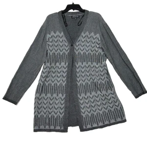 Jones New York Womens 2X Cardigan Gray Chevron Long Line Collection Grey - Picture 1 of 10