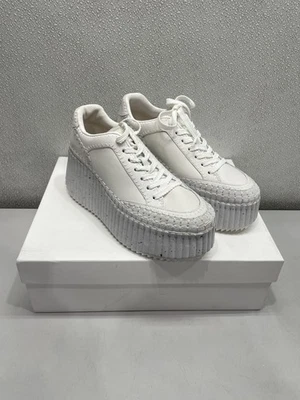 Chloe Paris Nama Wedge Sneaker Women's US 9, In White *Preowned* - Image 1 of 4