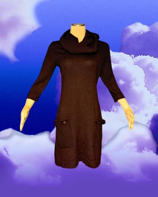 DRESS BARN Raisin Purple Cowl Neck Sweater Dress KNIT Women's Large - Image 1 of 4