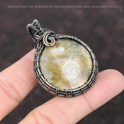 Cyber Monday Sale 铜海洋碧玉宝石丝包裹妻子吊坠珠宝首饰 — 第 1/4 张图片