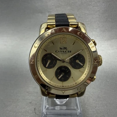 Coach Legacy Sport Watch Women 36mm Champagne Dial Gold Tone Round New Battery - Image 1 of 4