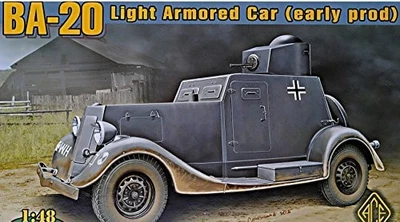 PLASTIC MODEL BUILDING KIT BA-20 LIGHT ARMORED CAR, EARLY PROD. 1/48 ACE 48108 - Image 1 of 4