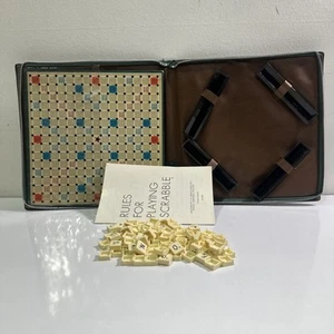 Vintage Travel Scrabble De Luxe Made in England Padded Case 1970s 100% Complete - Picture 1 of 13