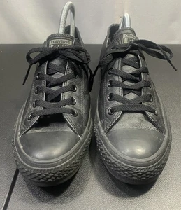 Converse All Star M7/W9 Black Leather Low Top Chuck Taylor Sneakers 1T865 - Picture 1 of 11