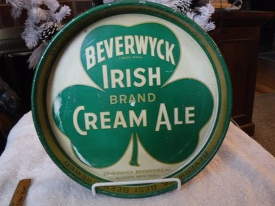 1930-е Beverwyck Пивной Поднос 12" Блюдо Олбани Нью-Йорк Хорошее состояние товара "Трилистник" - Изображение 1 из 4