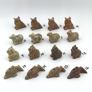Soapstone Jewelry-Making Figures/Fetishes – Dolphin/Bear/ Cat/Owl - Your Choice - Picture 1 of 23