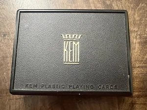 Vintage KEM Plastic Playing Cards Double Deck w/ Case & Paperwork - Picture 1 of 6