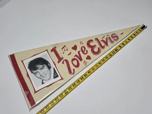 ELVIS PRESLEY Vtg "I ❤️ Love Elvis" Picture Photo Felt Pennant Preserved Rare! - Picture 1 of 12