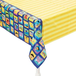 Fun Express Sesame Street Party Rectangle Disposable Plastic Tablecloth, 54" x 1 - Picture 1 of 1