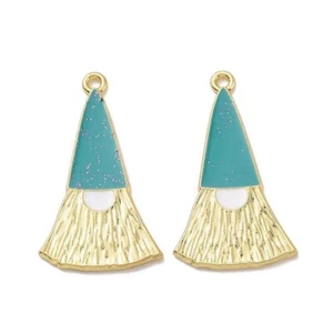 10 niedliche Weihnachtsgonk Zwerg Form Goldton Charm Anhänger - Bild 1 von 3