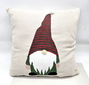 Gnome Winter Christmas Throw Pillow Cover Winter Holiday Decor 16in x 16in - Picture 1 of 7