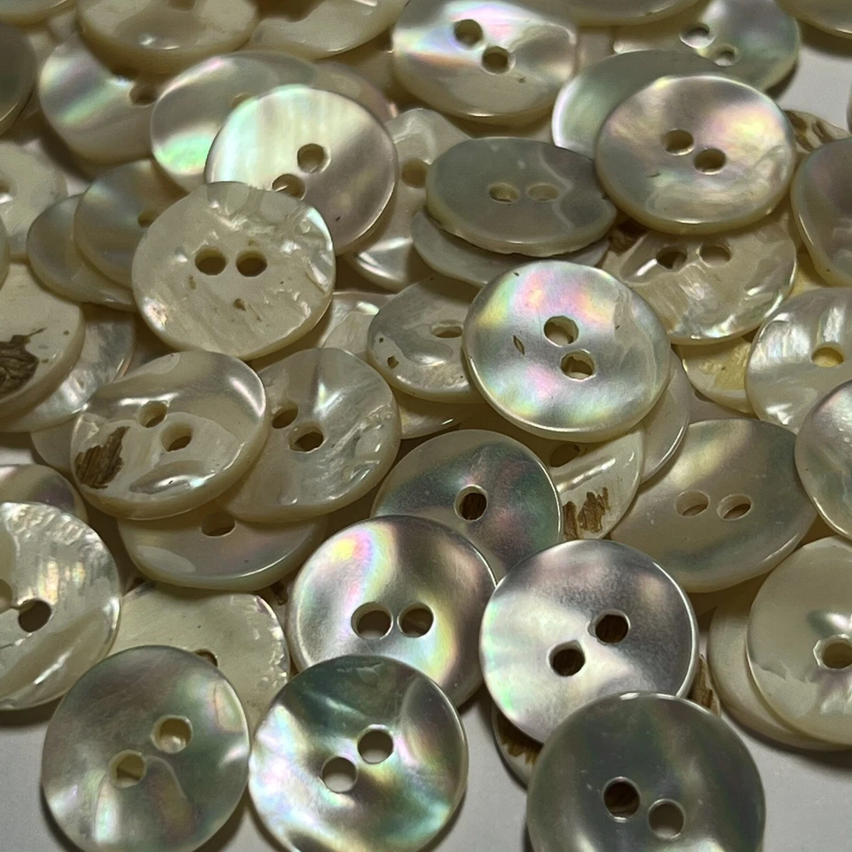 White Rainbow "Real" Abalone MOP Shell Sustainable Button 13mm 18mm 21mm 2hole - Image 1 of 4