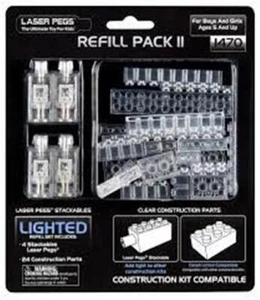 Lot of 2 Laser Pegs 1470 Refill Pack II Lighted Stackables Blue Building Blocks - Picture 1 of 7