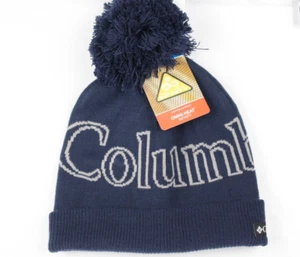 Columbia Youth Beanie Polar Poweder Cuffed Pom Omni Heat Infinity Navy Blue Snow - Picture 1 of 3