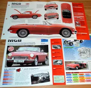 Cartel de información sobre especificaciones Roadster 1962 MGB FOLLETO ORIGINAL ESPECIFICACIONES INFORMACIÓN ANUNCIO 62 MG B - Imagen 1 de 1