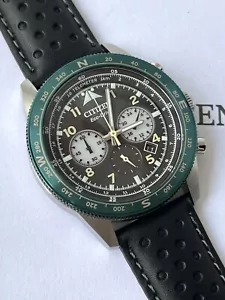 Citizen Eco-Drive Watch * CA4558-16E Chronograph Black Dial Black Leather - Picture 1 of 9