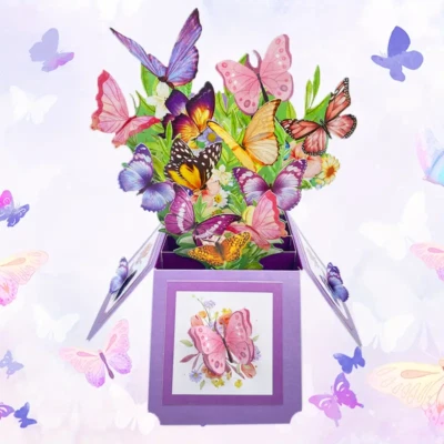 Mariposas Mariposa Pop Up Tarjeta Cumpleaños Día de la Madre Primavera Para Ella Hecha a Mano Foto 1 de 4