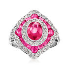 Vint Ruby And Diamond Rng In 18K White Gold Size 65