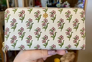 Tory Burch Continental Geldbörse mit Reißverschluss Blockdruck Ditsy - Bild 1 von 5