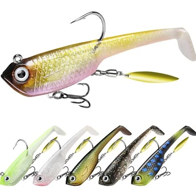 Truscend Gummifische Angelköder 8cm/18g mit hochwertigen BKK Haken – Set von 6 - Bild 1 von 2