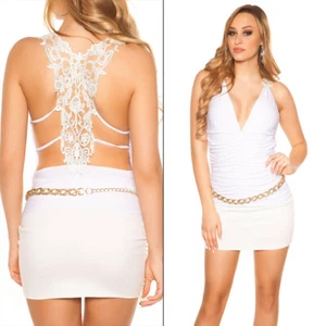 top sexy con spalline canotta top mega scollo e ricamo 34/36/38 bianco - Foto 1 di 11
