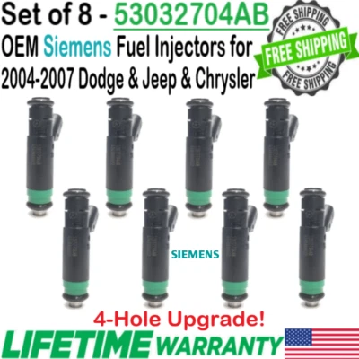 Genuine x8 Siemens 4-Hole Upgrade Fuel Injectors for 2007 Chrysler Aspen 4.7L V8 Foto 1 de 4