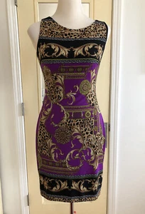 Cache Tank Dress Sz 4 Animal Print Multi Colored Lined STUNNING - Picture 1 of 12