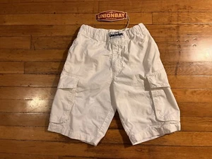 VINTAGE Union Bay Cargo Shorts Youth Small White 80s Elastic Waist - Picture 1 of 8