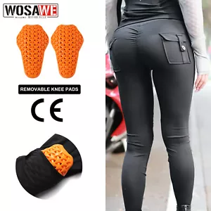 WOSAWE Damas Suave Armadura Moto Pantalones Dije Scrunch Extraíble CE Rodilleras - Imagen 1 de 24