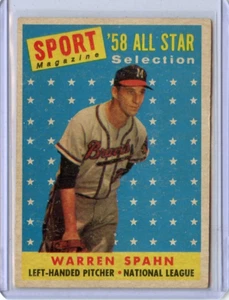 1958 Topps Warren Spahn Milwaukee Braves AS #494 ⭐️💥🎯 VGEX+ - Picture 1 of 2