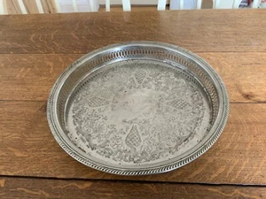 GROSSES RUNDES SERVIERTABLETT MIT GALERIE GETRÄNKTABLETT - Bild 1 von 2