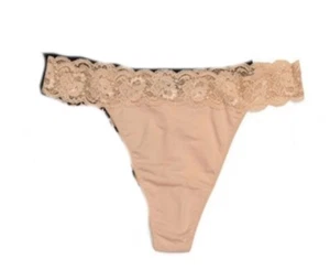 NWOT Cosabella Plus 2x Hannah Lace & Cotton Thong Underwear 1pr Beige 119444 - Picture 1 of 1