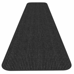 INDOOR/OUTDOOR DOUBLE-RIBBED CARPET RUNNER Skid-Resistant SMOKEY BLACK - Picture 1 of 7