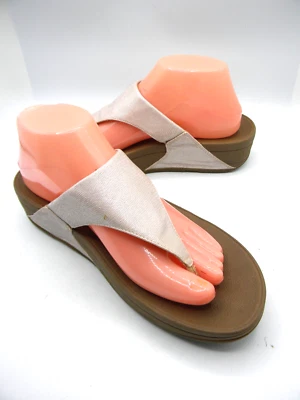 Sandalias FITFLOP Lulu Rosa Cuero Metálico Tanga Deslizables EU 41 US 8 Foto 1 de 4