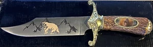 Frost Cutlery 11" KNIFE 7" BLADE Featuring BEAR & Mountains in Box HK0459B - Picture 1 of 4