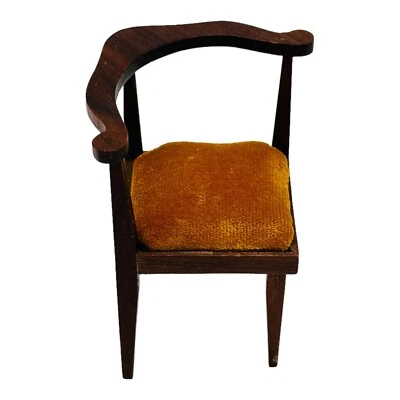 Miniature Dollhouse 1:12 Sonia Messer Gold Velvet Corner Chair Seat 3 Legs - Image 1 of 4