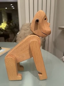 Holz Affe modern Eichenholz Hängeaffe Gorilla Lederohren Signiert - Bild 1 von 7