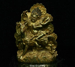 Antiguo Templo Budista Tíbet Bronce Dorado Palden Lhamo Deidad Buda Estatua Escultura - Imagen 1 de 7