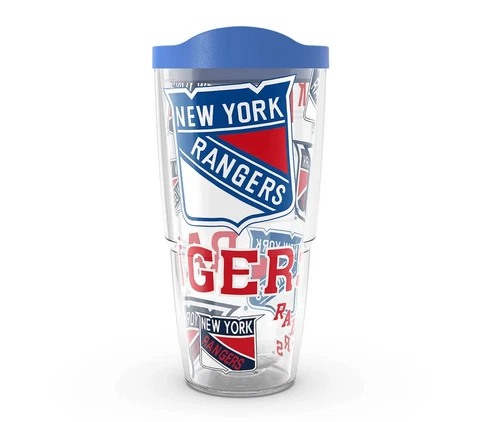 NEW YORK RANGERS, 24oz DOUBLE WALL,  TUMBLER FROM TERVIS  WITH LID INCLUDED Cover