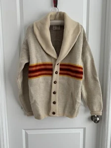 Vintage 70s Pendleton Western Wear Chief Joseph Wool Shawl Cardigan Size L Aztec - Picture 1 of 12