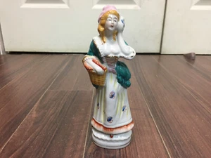 Vintage Victorian Themed Ceramic Lady with Basket Figure 8 Inches - Picture 1 of 7