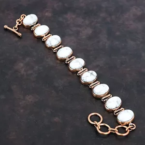 Mujer Día Oferta Corona Chakra Ovalado Natural Howlita Esposa Pulsera Joyería Cobre - Imagen 1 de 6