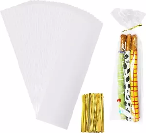 Clear Bags With Twist Ties,100 PCS 3 x11 Inches Cellophane Treat Bags - Picture 1 of 7